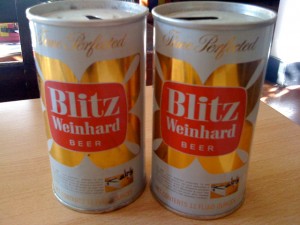 A couple of Blitz Weinhard cans